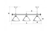 Лампа STARTBILLIARDS 3 пл. (плафоны золотые,штанга хром,фурнитура золото)